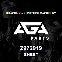 Z972919 Hitachi Construction Machinery SHEET | AGA Parts