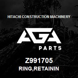 Z991705 Hitachi Construction Machinery RING,RETAININ | AGA Parts
