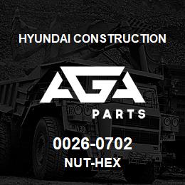0026-0702 Hyundai Construction NUT-HEX | AGA Parts