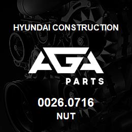 0026.0716 Hyundai Construction NUT | AGA Parts
