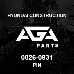 0026-0931 Hyundai Construction PIN | AGA Parts