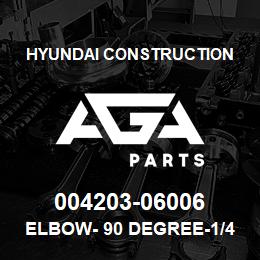 004203-06006 Hyundai Construction ELBOW- 90 DEGREE-1/4PF O-RING | AGA Parts