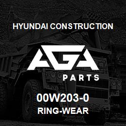 00W203-0 Hyundai Construction RING-WEAR | AGA Parts