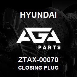 ZTAX-00070 Hyundai Construction CLOSING PLUG | AGA Parts