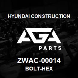 ZWAC-00014 Hyundai Construction BOLT-HEX | AGA Parts