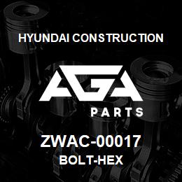 ZWAC-00017 Hyundai Construction BOLT-HEX | AGA Parts