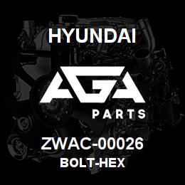 ZWAC-00026 Hyundai Construction BOLT-HEX | AGA Parts
