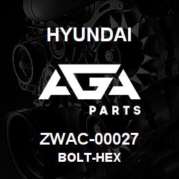 ZWAC-00027 Hyundai Construction BOLT-HEX | AGA Parts