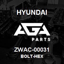 ZWAC-00031 Hyundai Construction BOLT-HEX | AGA Parts