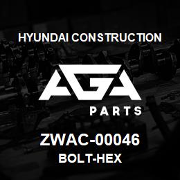 ZWAC-00046 Hyundai Construction BOLT-HEX | AGA Parts