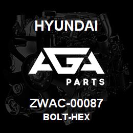 ZWAC-00087 Hyundai Construction BOLT-HEX | AGA Parts