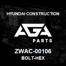 ZWAC-00106 Hyundai Construction BOLT-HEX | AGA Parts