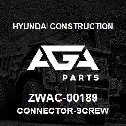 ZWAC-00189 Hyundai Construction CONNECTOR-SCREW | AGA Parts