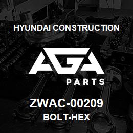ZWAC-00209 Hyundai Construction BOLT-HEX | AGA Parts