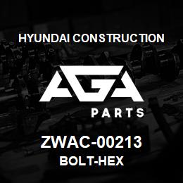 ZWAC-00213 Hyundai Construction BOLT-HEX | AGA Parts