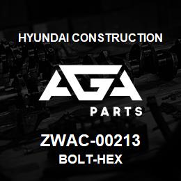 ZWAC-00213 Hyundai Construction BOLT-HEX | AGA Parts