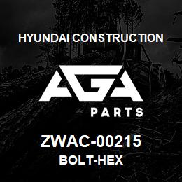 ZWAC-00215 Hyundai Construction BOLT-HEX | AGA Parts