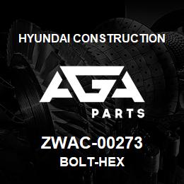 ZWAC-00273 Hyundai Construction BOLT-HEX | AGA Parts