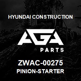 ZWAC-00275 Hyundai Construction PINION-STARTER | AGA Parts