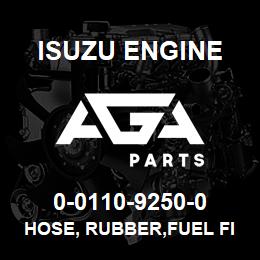 0-0110-9250-0 Isuzu Diesel HOSE, RUBBER,FUEL FILTER TO INJ PUMP | AGA Parts