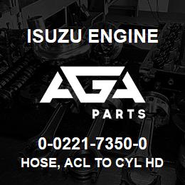 0-0221-7350-0 Isuzu Diesel HOSE, ACL TO CYL HD COVER | AGA Parts