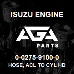0-0275-9100-0 Isuzu Diesel HOSE, ACL TO CYL HD COVER | AGA Parts