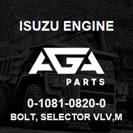 0-1081-0820-0 Isuzu Diesel BOLT, SELECTOR VLV,MARINE GEAR | AGA Parts