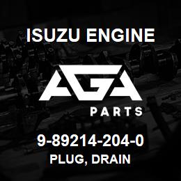 9-89214-204-0 Isuzu Diesel PLUG, DRAIN | AGA Parts
