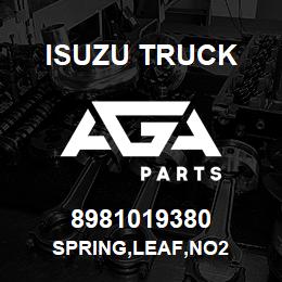 8981019380 Isuzu Truck SPRING,LEAF,NO2 | AGA Parts