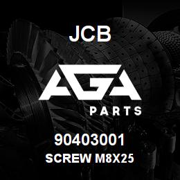 90403001 JCB Screw M8x25 | AGA Parts