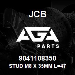 9041108350 JCB Stud M8 X 35mm L=47 | AGA Parts