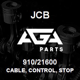 910/21600 JCB Cable, control, stop | AGA Parts