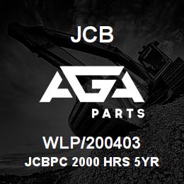 WLP/200403 JCB JCBPC 2000 HRS 5YR | AGA Parts
