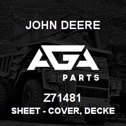 Z71481 John Deere Sheet - COVER, DECKEL HAECKSLER | AGA Parts