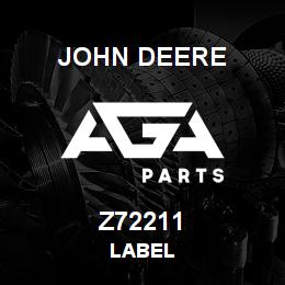 Z72211 John Deere LABEL | AGA Parts