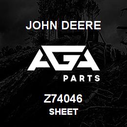 Z74046 John Deere SHEET | AGA Parts