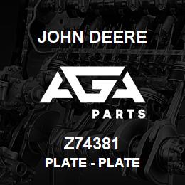 Z74381 John Deere Plate - PLATE | AGA Parts
