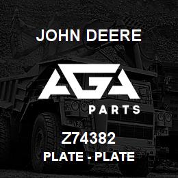 Z74382 John Deere Plate - PLATE | AGA Parts