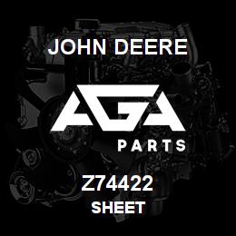 Z74422 John Deere SHEET | AGA Parts