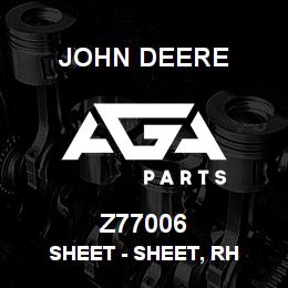 Z77006 John Deere Sheet - SHEET, RH | AGA Parts