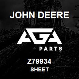 Z79934 John Deere SHEET | AGA Parts