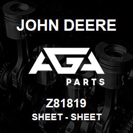 Z81819 John Deere Sheet - SHEET | AGA Parts