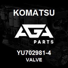 YU702981-4 Komatsu VALVE | AGA Parts YU702981-4 Komatsu VALVE | AGA Parts