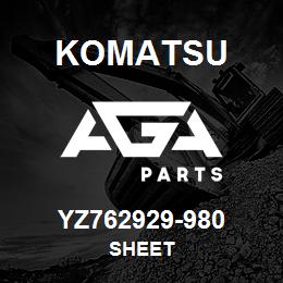 YZ762929-980 Komatsu SHEET | AGA Parts