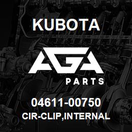 04611-00750 Kubota CIR-CLIP,INTERNAL | AGA Parts