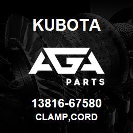 13816-67580 Kubota CLAMP,CORD | AGA Parts