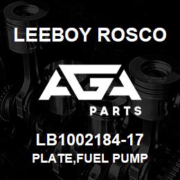 LB1002184-17 Leeboy Rosco PLATE,FUEL PUMP | AGA Parts