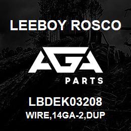 LBDEK03208 Leeboy Rosco WIRE,14GA-2,DUP | AGA Parts