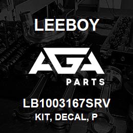 LB1003167SRV Leeboy KIT, DECAL, P | AGA Parts