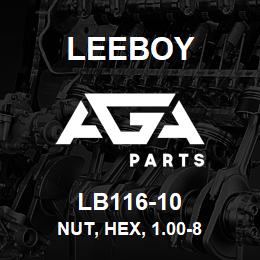 LB116-10 Leeboy NUT, HEX, 1.00-8 | AGA Parts